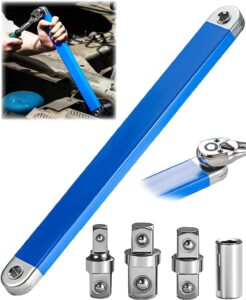 Offset-Verlängerungsschlüssel, 38,1 cm, Nullgrad-Ratschenschlüssel-Verlängerung, Steckschlüssel-Werkzeug mit Vierkantantriebs-Adaptern (1/2 Zoll, 1/4 Zoll, 3/8 Zoll), Universal-Verlängerungsschlüssel