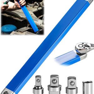 Offset-Verlängerungsschlüssel, 38,1 cm, Nullgrad-Ratschenschlüssel-Verlängerung, Steckschlüssel-Werkzeug mit Vierkantantriebs-Adaptern (1/2 Zoll, 1/4 Zoll, 3/8 Zoll), Universal-Verlängerungsschlüssel