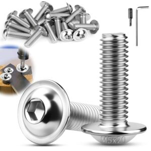 M5x20 mm Linsenkopfschrauben Edelstahl 30 Stück Flachkopfschrauben M5 Innensechskant ISO 7380-2 Schrauben mit Flansch A2 V2A Metrisch Vollgewinde für Möbelherstellung Fahrzeugstrukturen