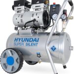HYUNDAI Silent Kompressor SAC55752 | 24L Kessel, 8bar, ölfrei | 0.75kW / 1.0PS | Ansaugleistung 125 L/Min | Öl-Wasserabscheider | 59dB Luftkompressor leise, Flüster-Kompressor
