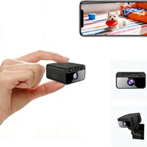 Mini Kamera, 4K WLAN Überwachungskamera Innen Akku mit Netzbetrieb – WLAN Überwachungskamera mit 150° Ultra-Weitwinkel, PIR-Bewegungsmelder, Nachtsicht, Unterstützung für SD Cart&Cloud-Speicher