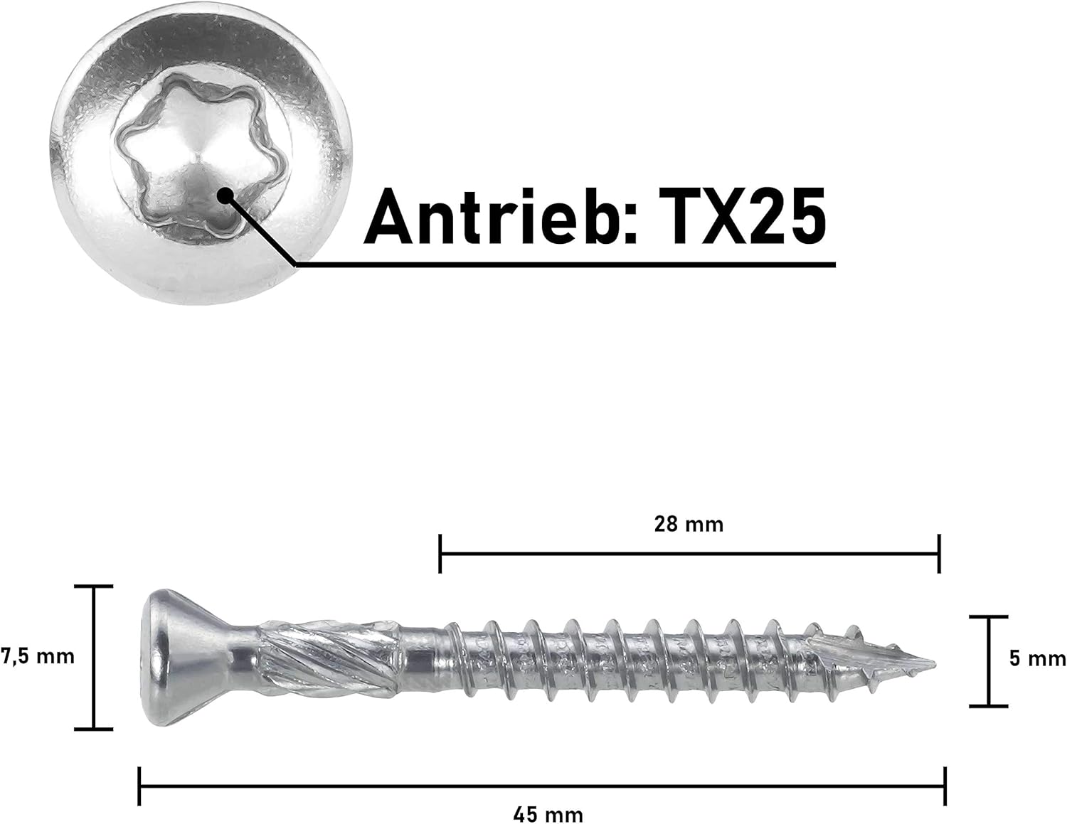 SCREW REBEL Terrassenschrauben 5 x 45 mm - 200 Stück - Edelstahl gehärtet martensitisch mit Zulassung ETA – Bild 2