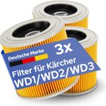 Ersatzfilter [3x] für Kärcher Filter WD3 & WD2 Filter Staubsauger - Filter für Kärcher Staubsauger [WD3, WD2, WD1, MV3, MV2, A, K, KNT, NT, SE, VC] - Auch für Allergiker geeignet