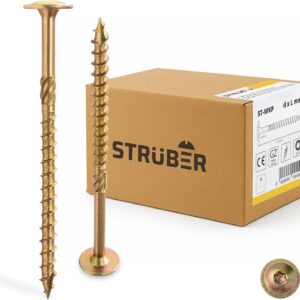 Tellerkopfschrauben mit Torx-Antrieb (8,0 x 200 mm / 50 Stück) Holzschrauben für Dachkonstruktionen - Konstruktionsschrauben Gelb verzinkt - Sparrenschrauben TX-Buchse - BIT TX-40 inklusive!