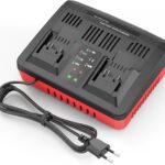 ASUNCELL Dual Port 3A Ladegerät Ersatz für Power X-Change 18V Li-Ion Akku, Twincharger Schnellladegerät intelligentes Lademanagement mit LED Anzeige
