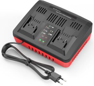 ASUNCELL Dual Port 3A Ladegerät Ersatz für Power X-Change 18V Li-Ion Akku, Twincharger Schnellladegerät intelligentes Lademanagement mit LED Anzeige