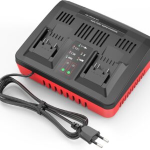 ASUNCELL Dual Port 3A Ladegerät Ersatz für Power X-Change 18V Li-Ion Akku, Twincharger Schnellladegerät intelligentes Lademanagement mit LED Anzeige
