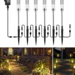 ECOWHO 6er Set Warmweiß LED Gartenleuchtung mit Erdspieß IP65 Wasserdicht Gartenstrahler mit Strom, Erweiterbar Gartenleuchte mit Kabel, Gartenlampe außen für Outdoor Garten Rasen Hof