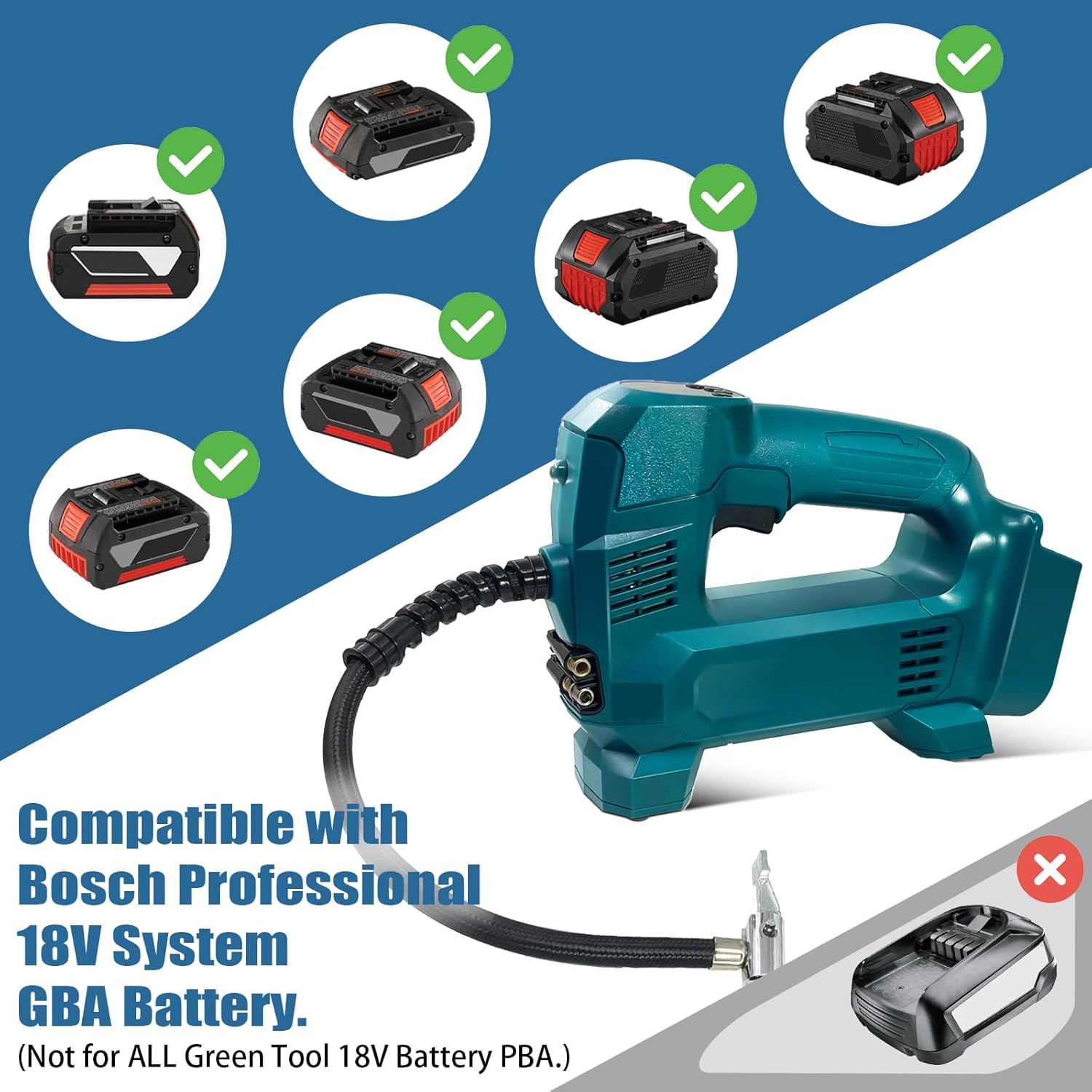 Akku Kompressor Inflator für Bosch Professional 18V System Akku, 150PSI tragbare Luftkompressor mit digitalem Manometer für Auto, Motorrad, Fahrrad Bälle(Keine Batterie) – Bild 5