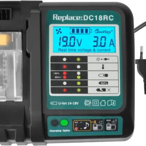 DC18RC 18V Schnellladegerät Kompatibel mit Makita 14,4 V-18 V Ersatzakku mit LCD-Anzeige BL1830B BL1850B BL1860B