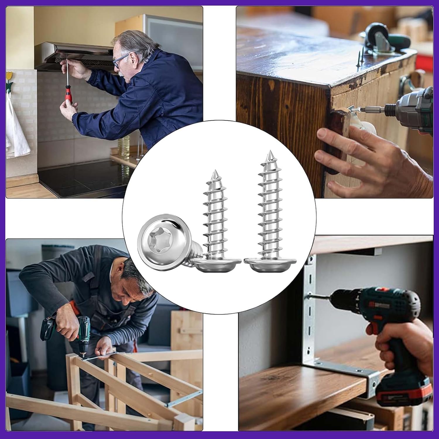 Dayalo 30 Stück Blechschrauben Torx M4 x 16mm, Blechschrauben Edelstahl A2 V2A, Linsenkopfschrauben Holz, Selbstschneidende Schrauben mit Scheibe, mit Schraubendreher Bit, Vollgewinde – Bild 5