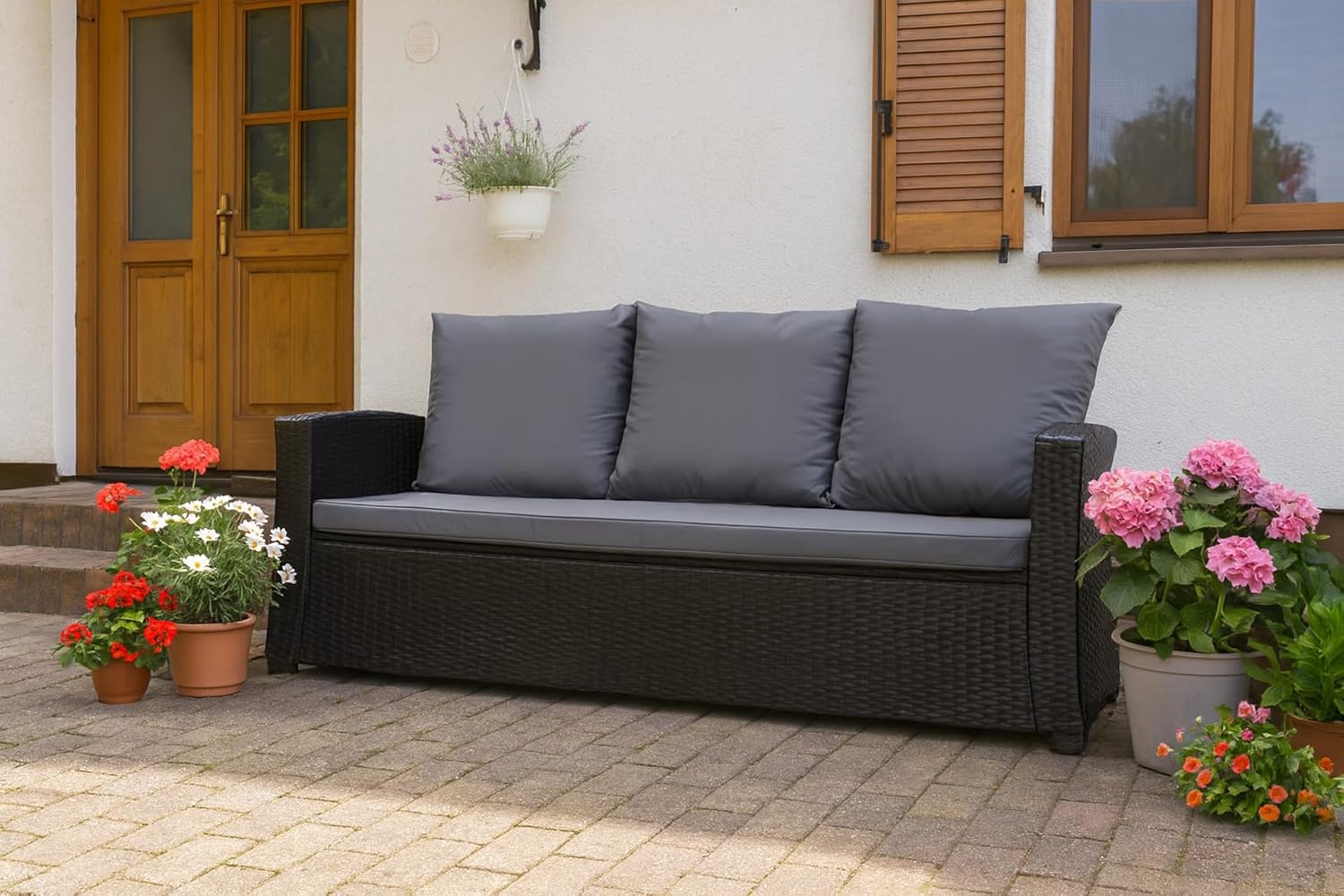 Bankauflage - Outdoor sitzkissen für Gartenbank für polyrattan- Polster Auflage Outdoor - Bankpolster Auflage für Hollywoodschaukel Rattan Sitzbank (Anthrazit, 160x60x50cm) – Bild 4