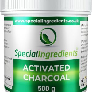 AKTIVKOHLEPULVER 500g HÖCHSTER QUALITÄT ULTRA-FEINES PULVER HERGESTELLT AUS KOKOSNUSS-SCHALE (DEUTSCHE ETIKETTEN UND ANLEITUNGEN)