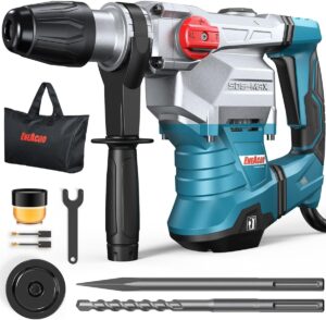 ENEACRO SDS-MAX Bohrhammer,12Joule 1500W Abbruchhammer mit 3 Funktionen, Anti-Vibrationsgriff und Sicherheitskupplung, 40 mm Bohrleistung in Beton， Mit Bohrer und Meißel, Werkzeugpaket