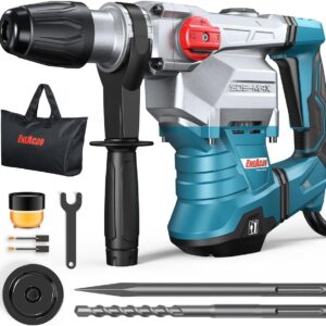 ENEACRO SDS-MAX Bohrhammer,12Joule 1500W Abbruchhammer mit 3 Funktionen, Anti-Vibrationsgriff und Sicherheitskupplung, 40 mm Bohrleistung in Beton， Mit Bohrer und Meißel, Werkzeugpaket
