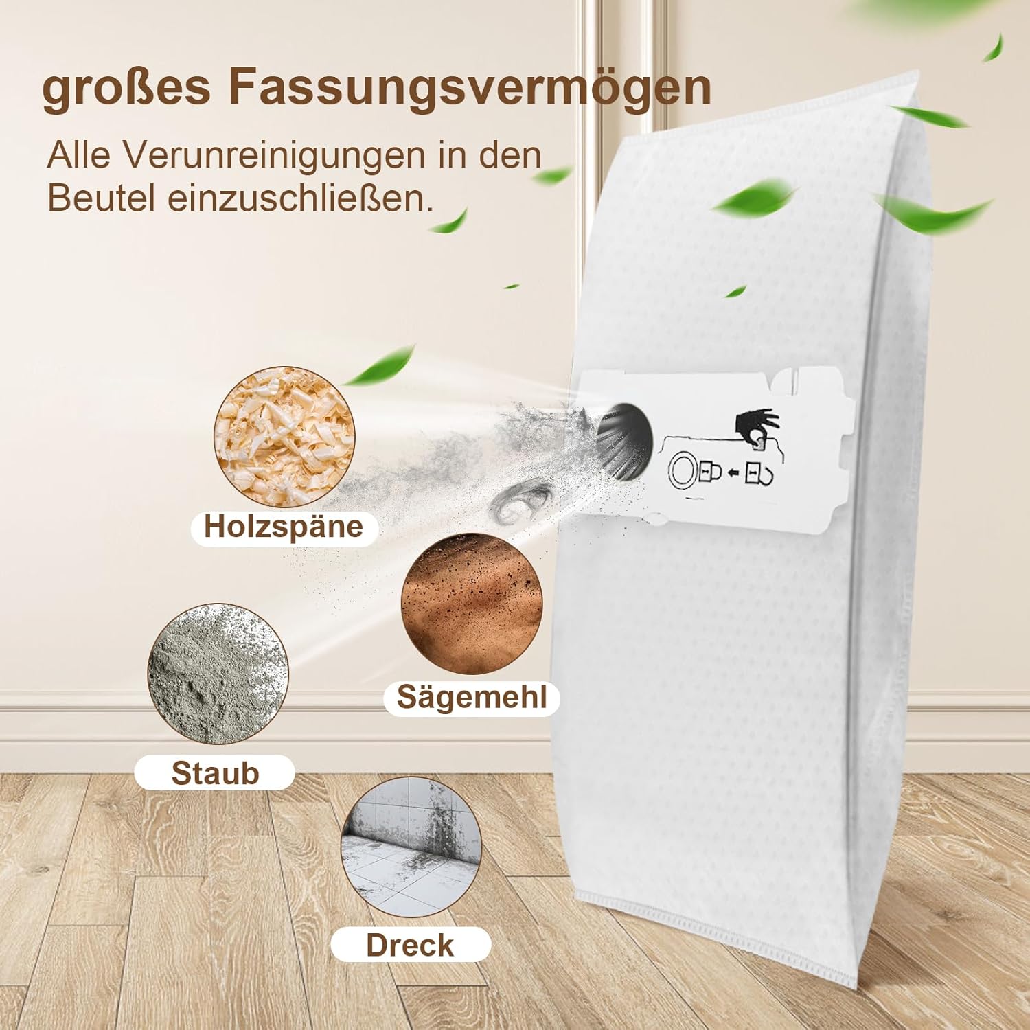 10 Stück SELFCLEAN Filtersack SC-FIS-CT MINI/MIDI-2/5 für Festool CT MINI/MIDI / 15 Staubsauger ab Baujahr 2019,Staubsaugerbeutel Ersatzteile,Große Kapazität Ersatzbeutel Zubehör – Bild 5