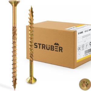 Holzschrauben mit Torx-Antrieb (6,0 x 160 mm / 100 Stück) Holzbauschrauben mit TX-Buchse - Spanplattenschrauben Gelb verzinkt - Senkkopfschrauben für Dachkonstruktionen - Universalschrauben
