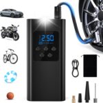 Elektrische Luftpumpe Akku – Leistungsstarker 45L/min Akku Kompressor für Auto, Fahrrad & Motorrad, Fahrradpumpe Elektrisch mit LED Licht, 6000mAh, 4 Modi für Reifen, Bälle & mehr
