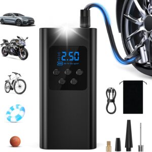 Elektrische Luftpumpe Akku – Leistungsstarker 45L/min Akku Kompressor für Auto, Fahrrad & Motorrad, Fahrradpumpe Elektrisch mit LED Licht, 6000mAh, 4 Modi für Reifen, Bälle & mehr