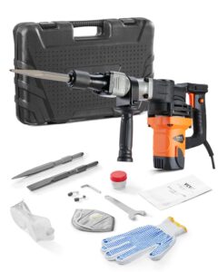 VEVOR Hochleistungs-Betonbrecher Abbruchhammer 1400 W, 19 J Schlagkraft Elektroabbruchhammer, Bohrhammer Betonhammer Stemmhammer 2900 BPM, inkl. Spitzmeißel, Flachmeißel, für Schiefer, Beton usw.