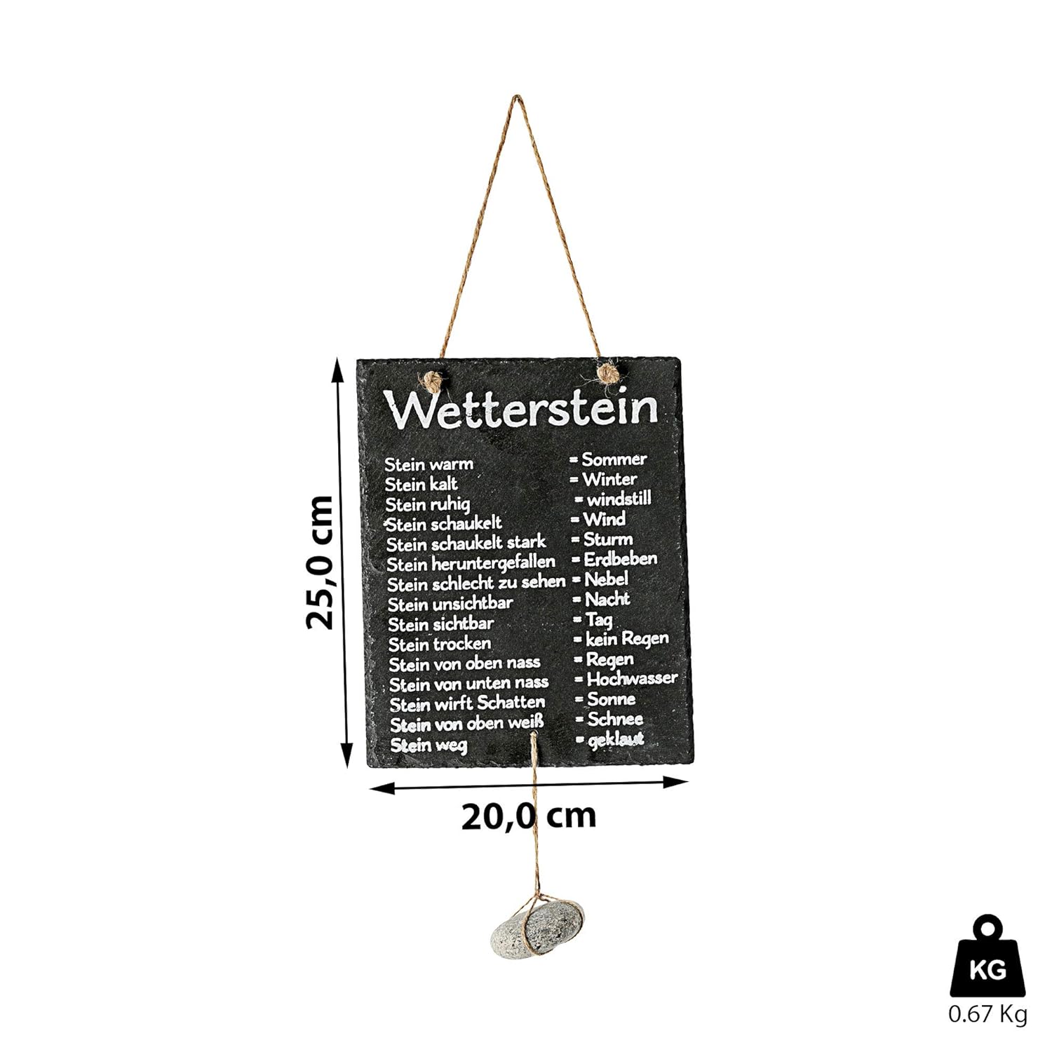 Cepewa Wetterstation, Stein auf Schiefertafel, Wettertafel, Schild, 20 x 25 cm – Bild 5