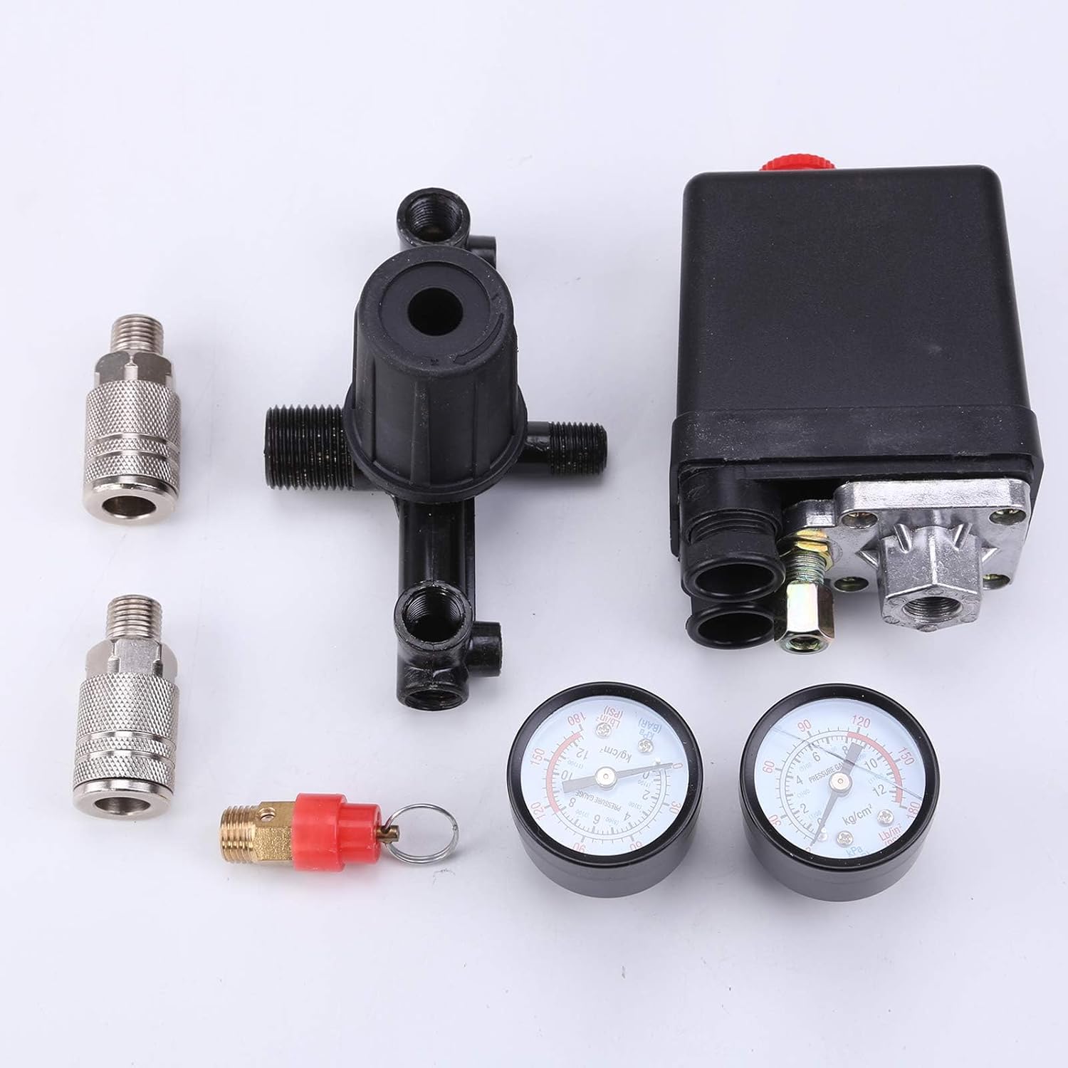 Druckregler mit Druckschalter für Kompressor, 2 Anzeigen, Luftkompressor Steuerventil Ersatzteil – Bild 3