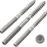 Stockschrauben mit Torx-Antrieb (TX) | mit Sechskant-Mittelteil | Edelstahl A2 / V2A | Doppelgewindeschrauben | Schraubstifte | Holzschraube (M8 x 100 mm, 10 Stück)