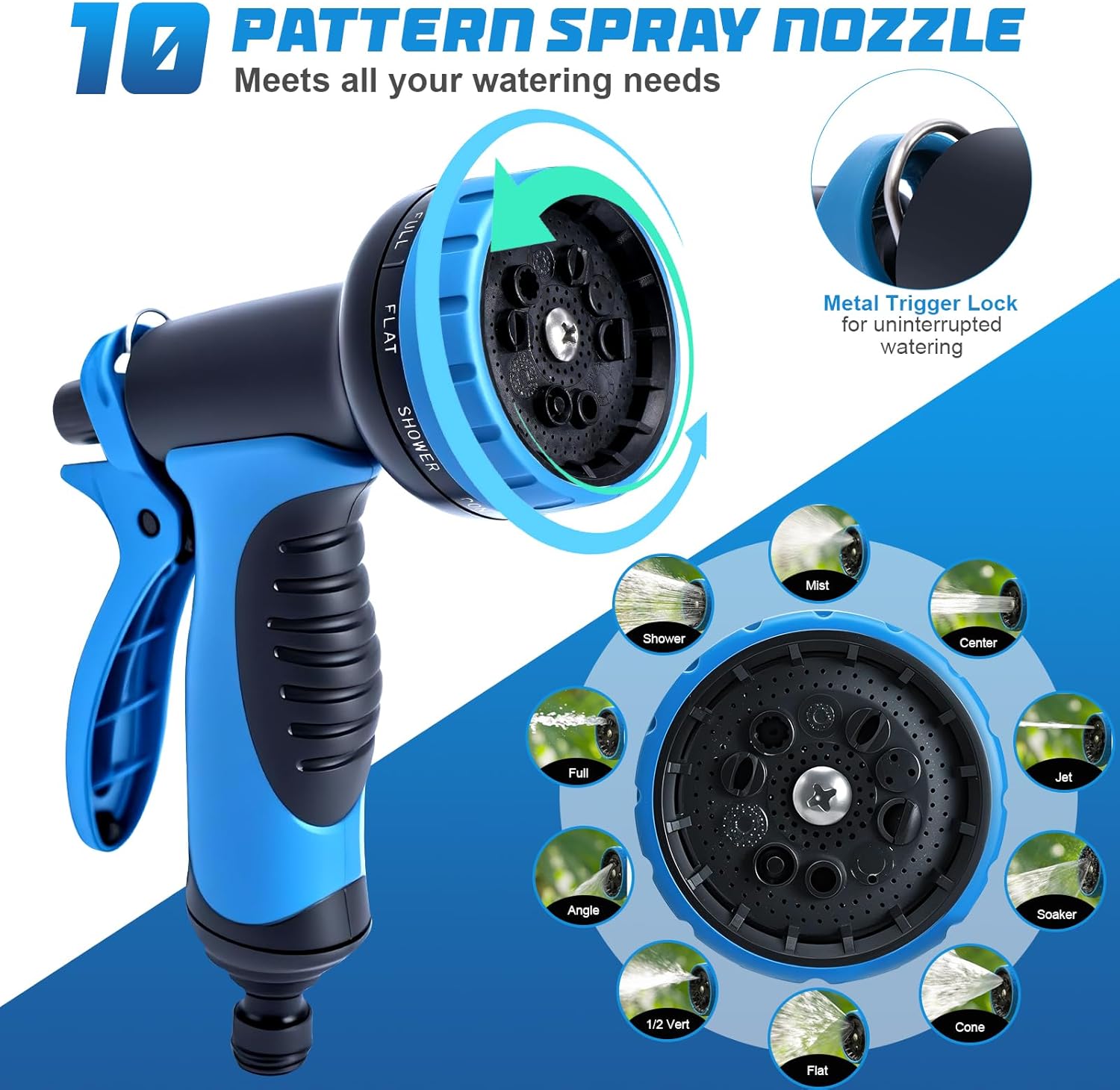 Jsdoin Gartenschlauch Flexibel 15m, Ausziehbare Garten Schlauch Dehnbarer mit 10 Funktions Gartenbrause, 1/2" 3/4" Adapter für Wasserschlauch Flexibler Garden Hose – Bild 5