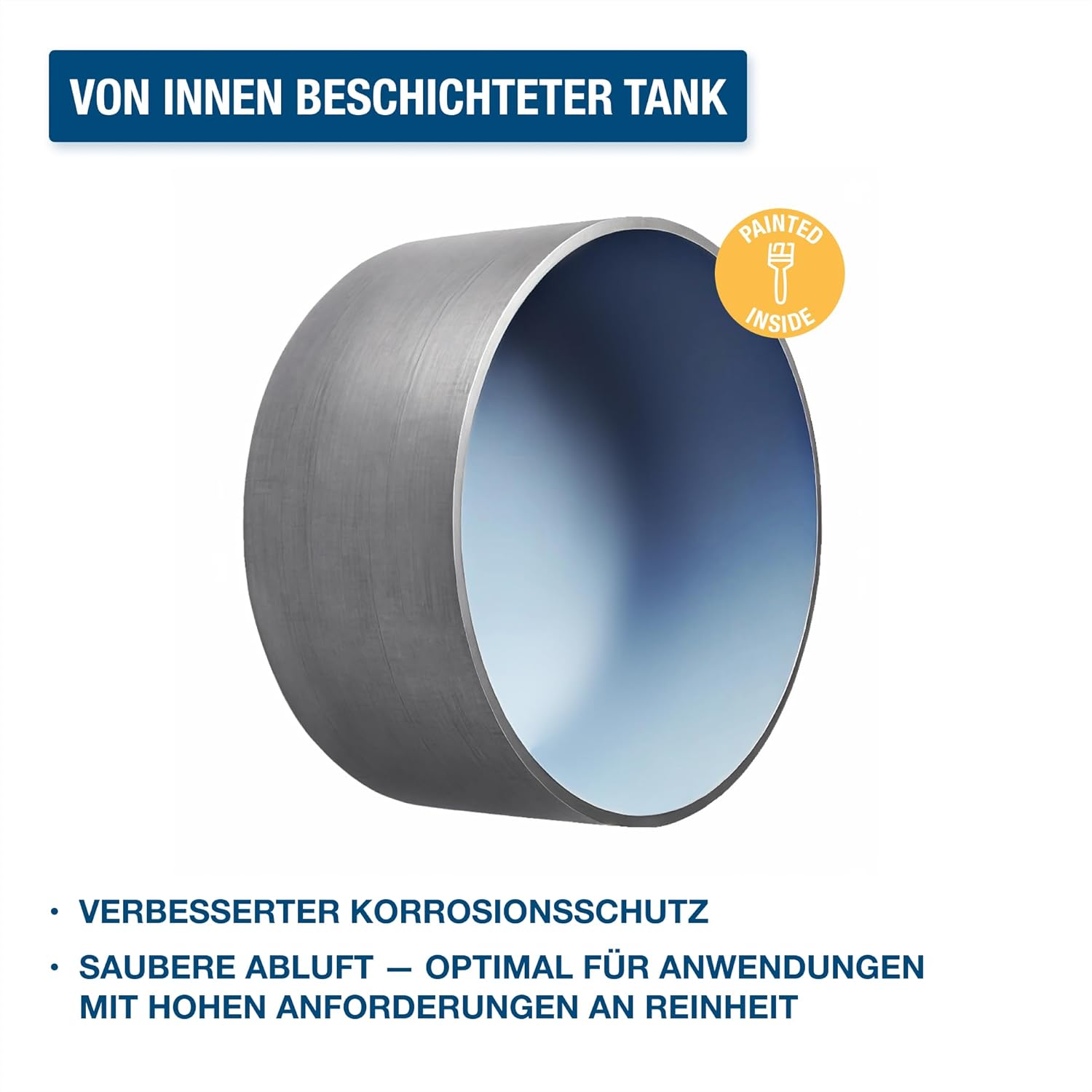 HYUNDAI Silent Kompressor SAC75008IC | 8L Kessel innen beschichtet | 0.75kW, 9bar | Ansaugleistung 128 L/Min | Luftkompressor leise, ölfrei | 2 Anschlüsse | Flüsterkompressor, Compressor flüsterleise – Bild 4