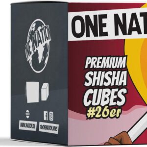 ONE NATION | Premium 26er Shisha Kokoskohle Naturkohle, Hookah Charcoal Shisha aus 100% Kokosschalen - max. 120 Minuten Brenndauer | Starke Hitze | Ohne Eigengeschmack & chemische Zusätze 3kg