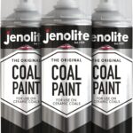 JENOLITE Schwarze Kohlefarbe, 3 x 400 ml, verjüngt künstliche Kohle, Gasbrände, Feuerstellen etc. Matte Oberfläche (geeignet für Temperaturen bis 600 °C)