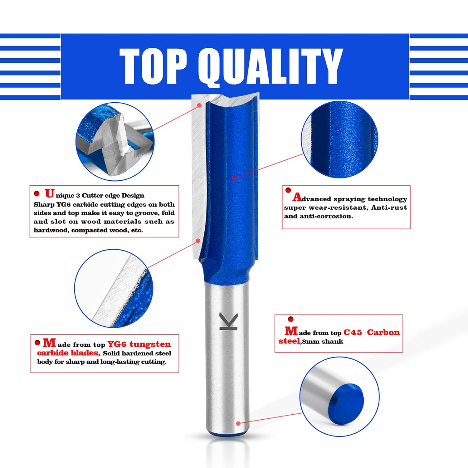 ASNOMY 18mm Nutfräser 8mm Schaft,Hartmetall Fräser Router Bits, Gerade holzfräser Router Bit Set, Fräsen Werkzeug für Holzbearbeitung – Bild 3