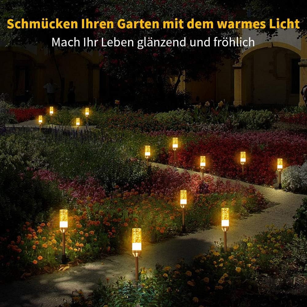 ECOWHO 6er Set Warmweiß LED Gartenleuchtung mit Erdspieß IP65 Wasserdicht Gartenstrahler mit Strom, Erweiterbar Gartenleuchte mit Kabel, Gartenlampe außen für Outdoor Garten Rasen Hof – Bild 2