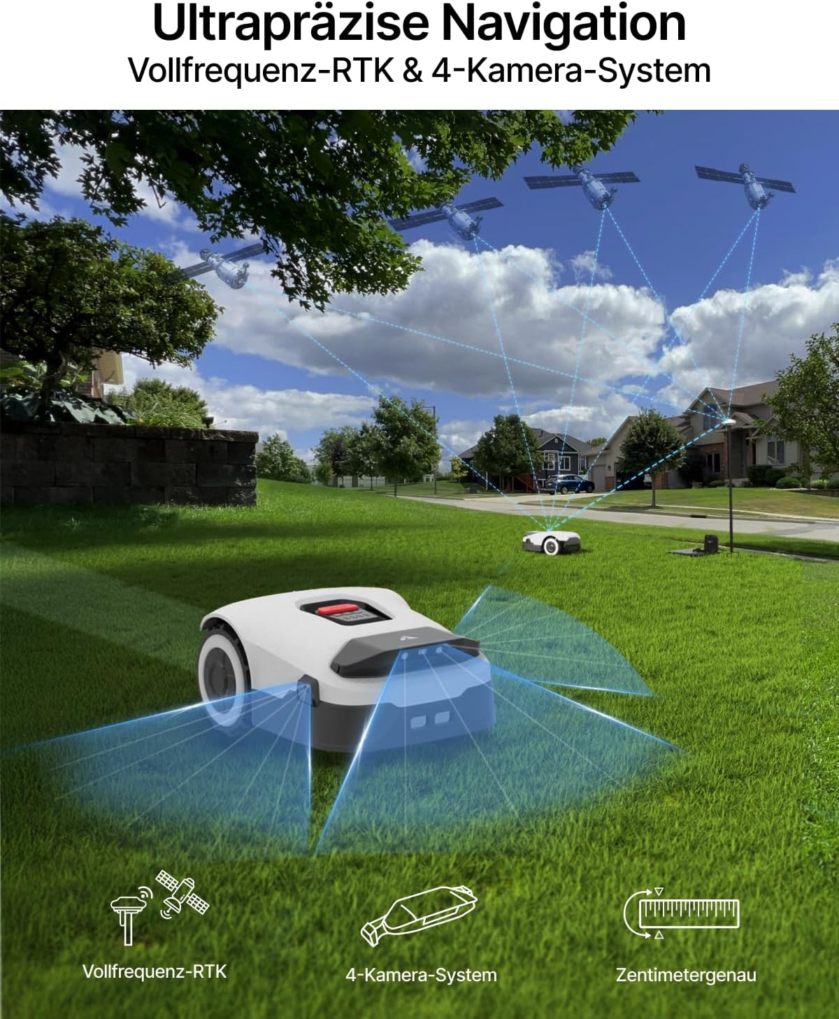 ANTHBOT Genie 600 Mähroboter ohne Begrenzungskabel, Empf. 650 m², Max. 850 m², Rasenmäher Roboter mit RTK+4-Kamera Vision, Präzise Navigation, KI-Hindernisvermeidung, Rasenroboter mit App-Steuerung – Bild 2