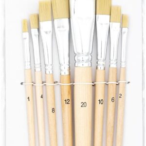 TSI Borstenpinsel-Set 8-teilig (Größen 1, 2, 4, 6, 8, 10, 12 und 20), Schaft naturbelassen, Art. Nr. 49209