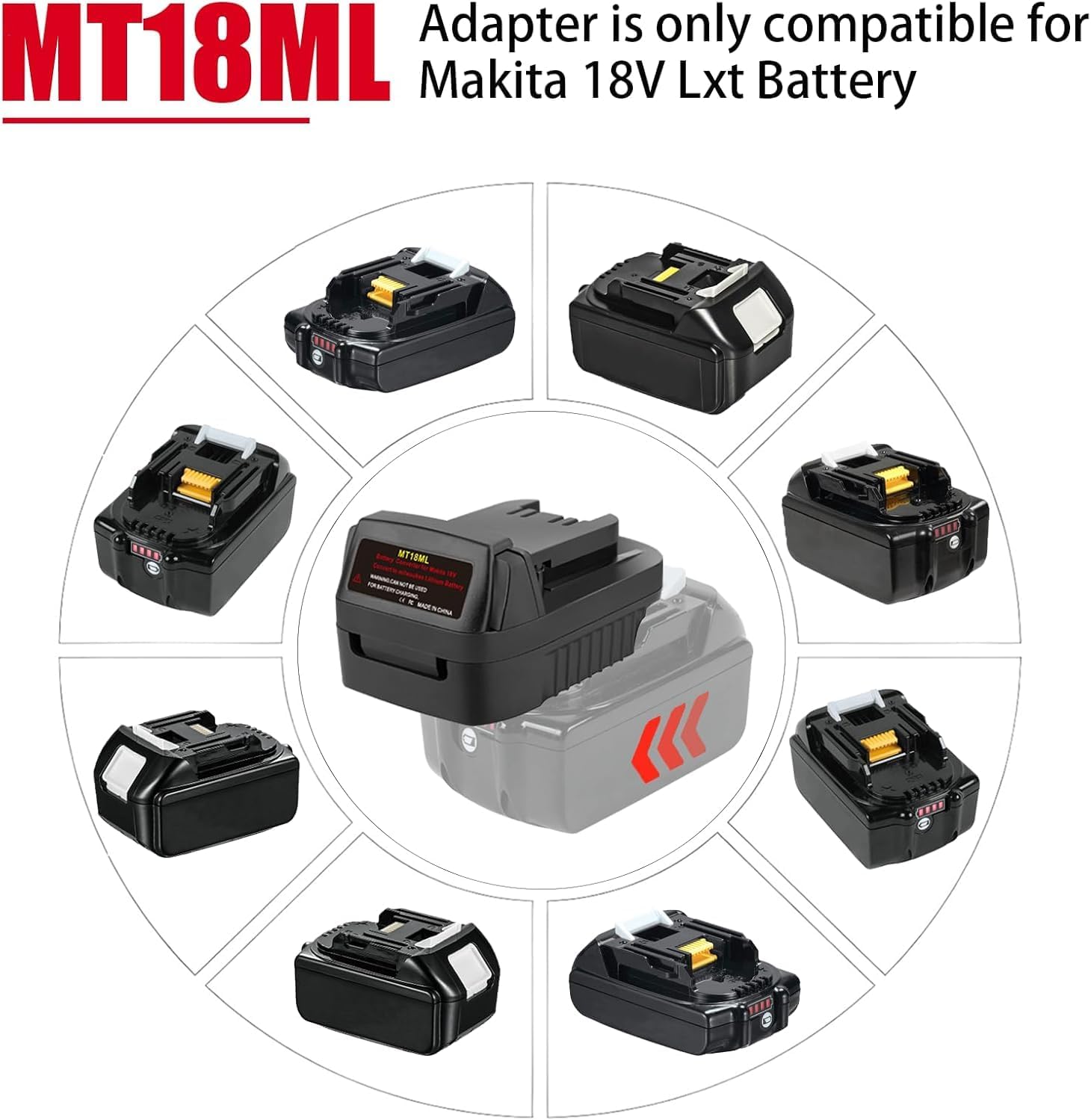 MT18MIL Akkuadapter für Makita auf Milwaukee, YUHDWRE-Adapter Konvertieren für Makita 18V LXT Akku auf Milwaukee 18V Elektrowerkzeuge(Keine Batterie) – Bild 3