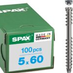 SPAX Terrassenschraube aus Edelstahl rostfrei A2, 5,0 x 60 mm, 100 Stück, T-STAR plus, Zylinderkopf, Fxiergewinde, CUT-Spitze, 0537000500603, 5x60