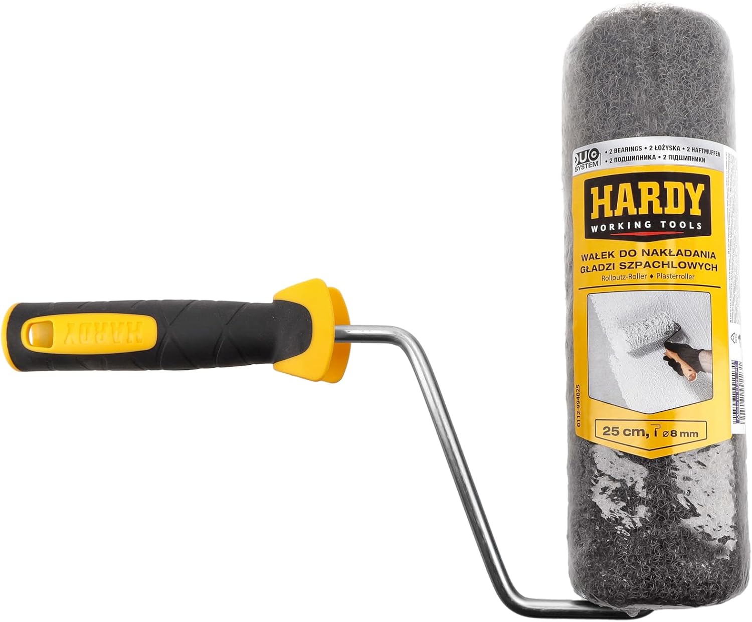 HARDY WORKING TOOLS Roller für Spachtelmassen 25 cm mit Stiel - Rollspachtel-Walze Putzwalze - Spezialwalze für Spachtelmasse - zum Auftragen von Spachtelmasse und Rollputz – Bild 3