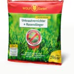 WOLF-Garten 2-in-1: Unkrautvernichter + Rasendünger SQ 200 (Rasendünger und Unkrautvernichter, wirkt über Blätter und Wurzeln, Wirkung bis zu 100 Tagen, ausreichend bis 200 m2) 3840725