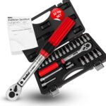 BELKO Drehmomentschlüssel 1/4 Zoll, 5-30 Nm,Umschaltknarre,Ratschenkasten, Fahrrad & Motorrad, inkl. 3/8" Adapter, Innensechskant, Torx, Kreuzschlitz Bits, Verlängerung uvm., 22 tlg. SET