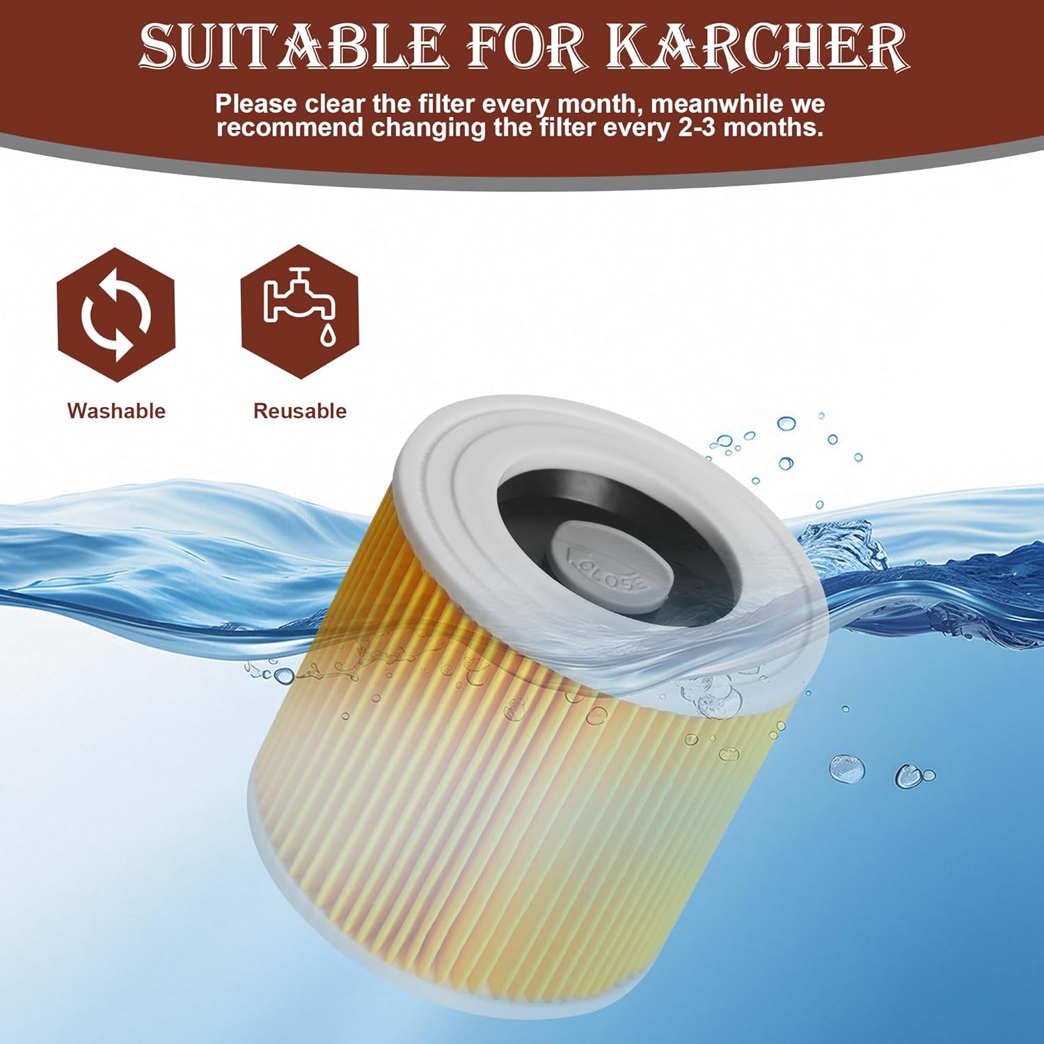 3 Filter Für Kärcher Staubsaugerfilter,Patronenfilter Kompatibel, Ersatzfilter für Kärcher WD3, WD2, WD1, MV3, MV2, A, K, KNT, NT, SE, VC, ersetzt 6.414-552.0, 6.414-772.0, 6.414-547.0 – Bild 4