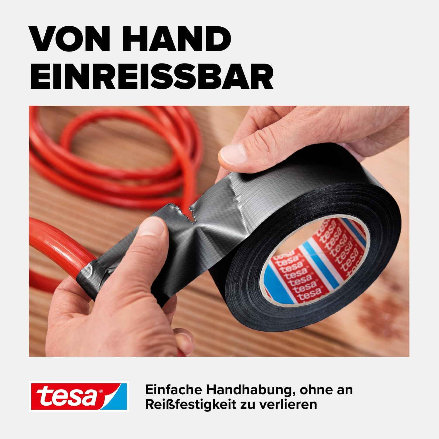 tesa extra Power Universal Gewebeband - Gewebeverstärktes Ductape zum Reparieren, Befestigen, Bündeln, Verstärken oder Abdichten - Schwarz - 50 m x 50 mm – Bild 4