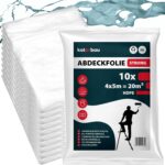 KOTARBAU® 10er Set - Malerfolie - Abdeckfolie - 4 x 5 m - Malervlies - Abdeckplane - Bauschutzfolie - Robust - Transparent