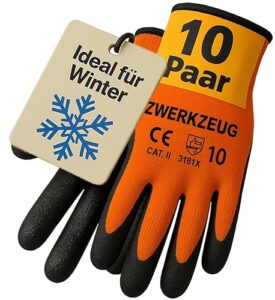 ZWERKZEUG Winter-Arbeitshandschuhe mit Latex-Beschichtung (Thermo, 10 Paar)