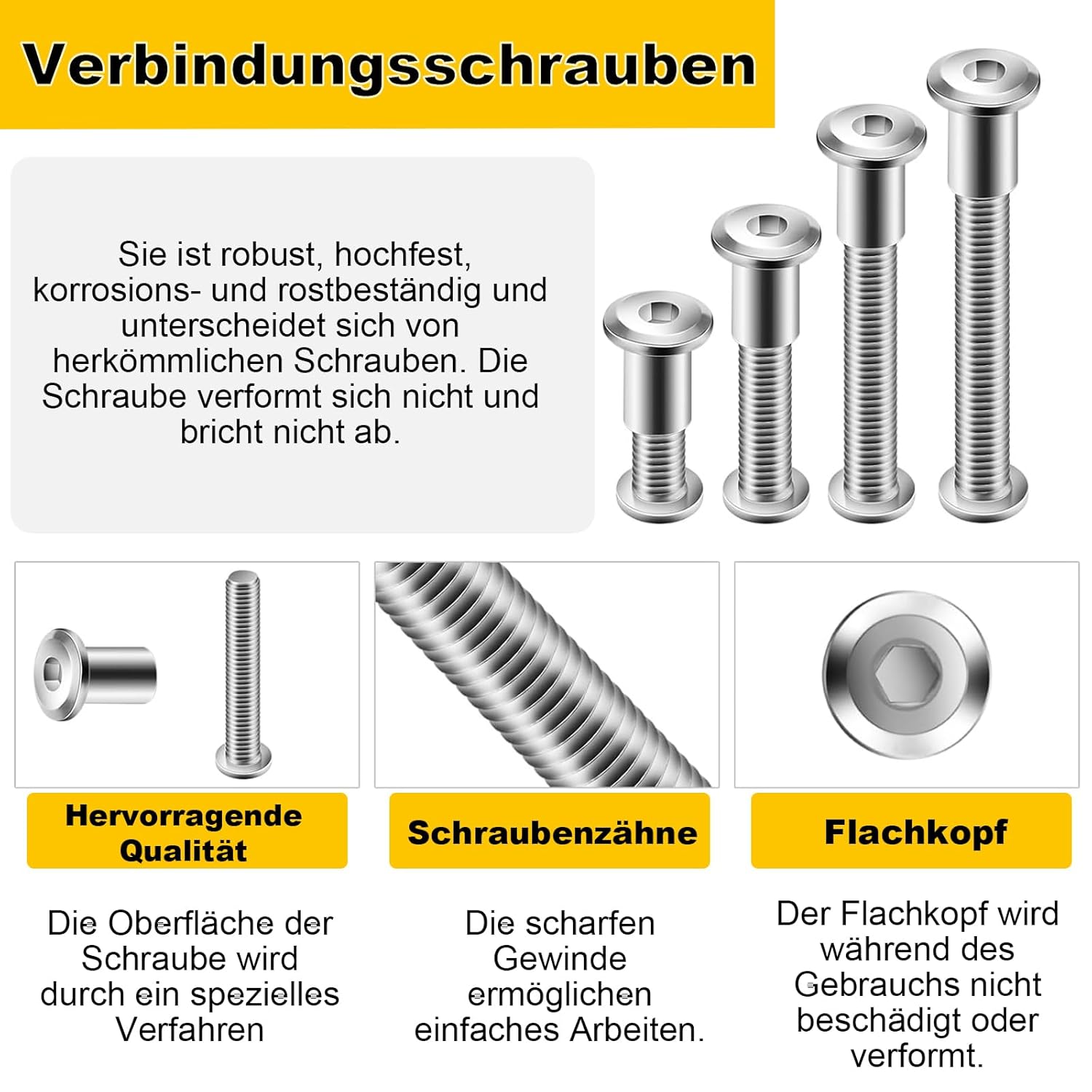 20 Stück Verbindungsschrauben M5 x 8mm, Hülsenschrauben, Möbelschrauben, Möbelverbinder Schrankverbinder für Möbeln, Schränken (20 x Möbelschrauben, 20 x Hülsenmutter, 1 x Innensechskantschlüssel) – Bild 3