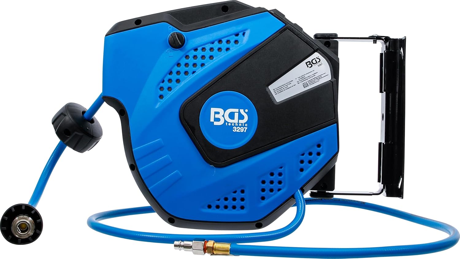 BGS 3297 | Druckluftschlauch mit Aufroller | automatisch | 10 m + 1,5 m Zuleitung | 180° schenkbar | inkl. Montagehalter | Schlauchaufroller | Druckluftschlauchtrommel – Bild 2