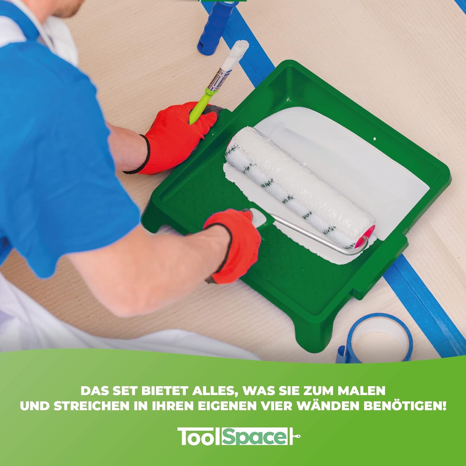 Professional Malerset+Farbroller Set+ Malerpinsel Set- farbroller/malerrolle/farbwalze, farbroller klein, pinselrolle, malerpinsel, Farbwanne, Malerzubehör, streichen zubehör für farben – Bild 3