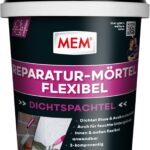 MEM Reparaturmörtel Flexibel, Zweikomponentiger Spezialmörtel für Risse, Ausbruchstellen & Betonreparaturen, Innen & Außen, Hochflexibel, Frostbeständig, Grau, 1 kg Eimer