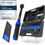 HASKYY Drehmomentschlüssel Set 3/8" 5-60Nm Motorrad Drehmoment - Zubehör: Verlängerungsstange, Bits, spezial Nuss-Einsätze, Adapter - Motor Chopper Reparatur Service Werkzeug Satz - Black Series