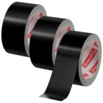3 Rolle Panzertape, 48mm x 18m Panzerband Schwarz Wasserdichtes Reparaturband Gewebeband 210μ Gaffa Tape Handreißbar zum Innen & Außen Reparieren Befestigen Bündeln, 54m Insgesamt
